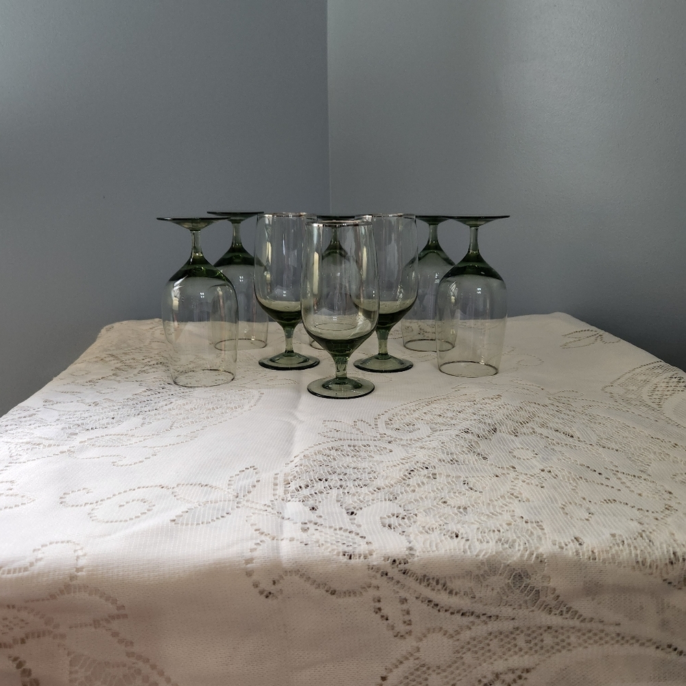 1974 Vintage Lenox Green Shadow Crystal With Platinum Trim